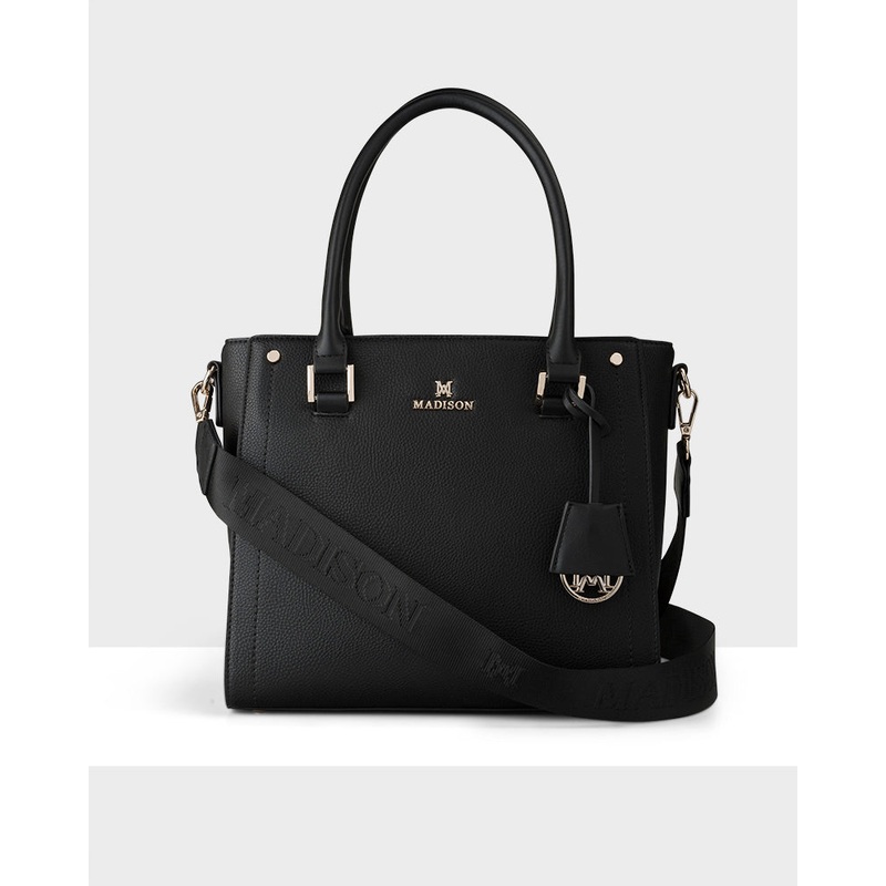 Angie Medium 3 Compartment Satchel Bag + Monogram Bag Strap