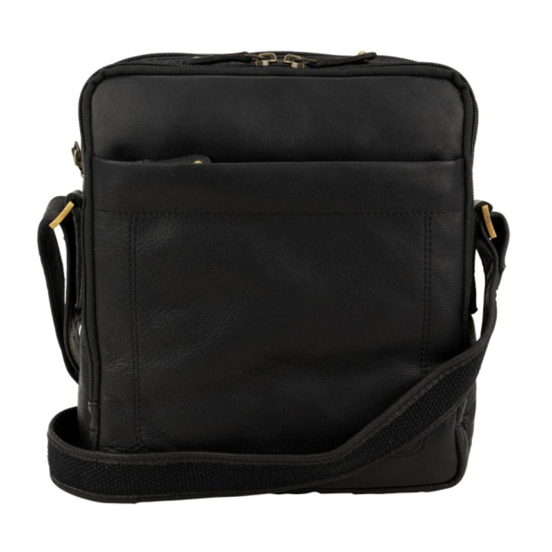 Franco Bonini - 118BFK Mens square leather side bag - Black