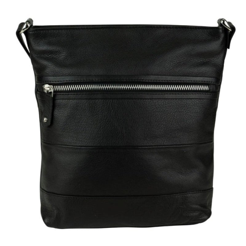 Franco Bonini - 1304 Striped leather shoulder bucket bag - Black