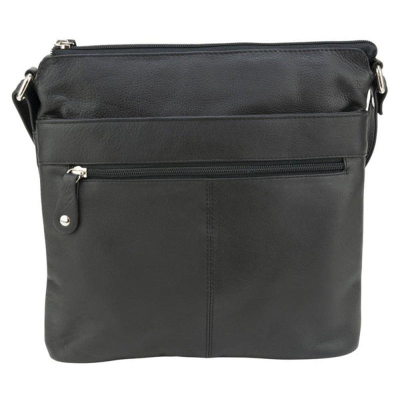 Franco Bonini - 1795 Top zip long strap leather shoulder bag - Black
