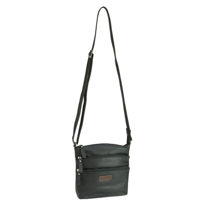 Franco Bonini LB172 Black 3zip long strap sm shoulder bag