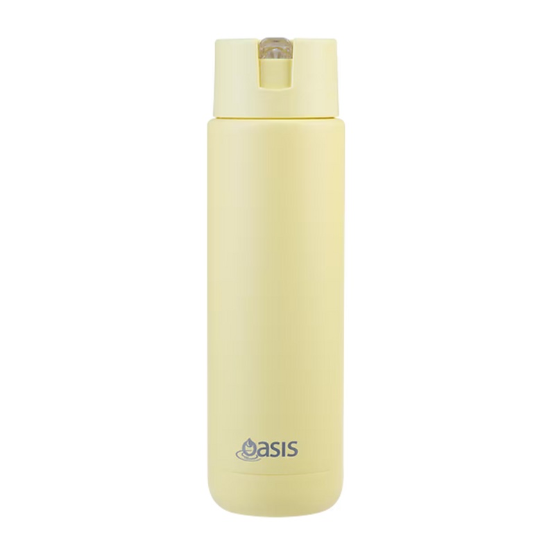 Oasis - 8867 MODA 700Ml Ceramic tripple wall insulated Bottle w Straw - Daffodil