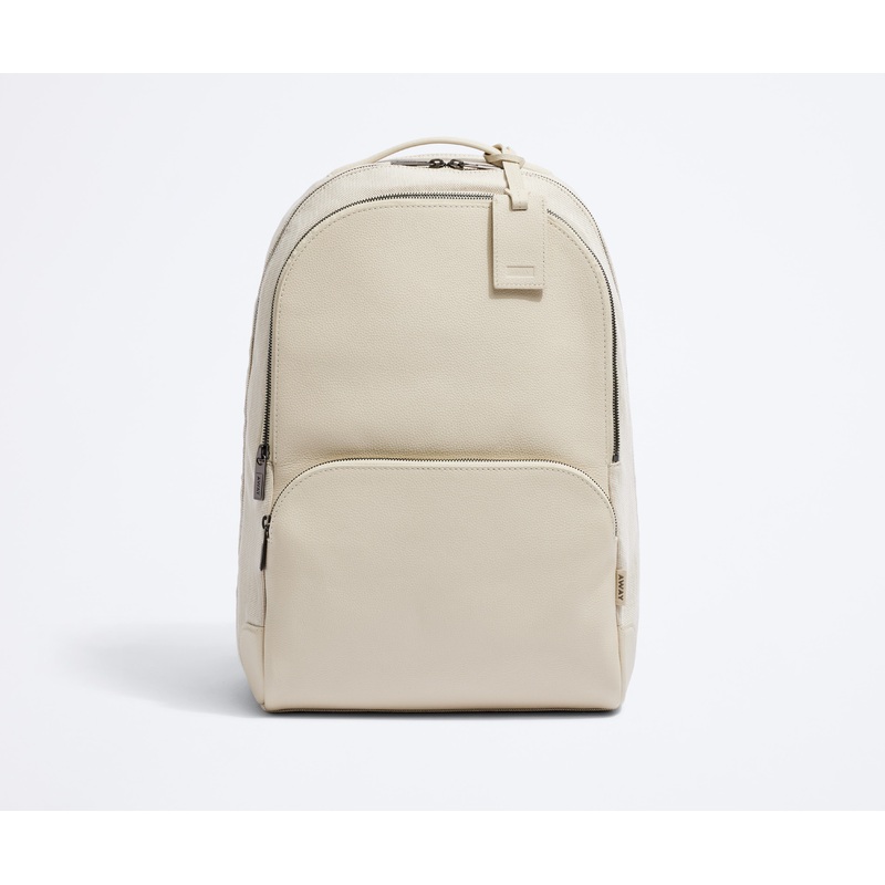 The Transit Leather Backpack in Cream White