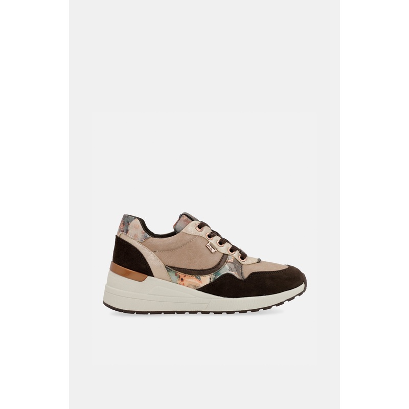 Brown Padded Sports Sneakers with Wedge