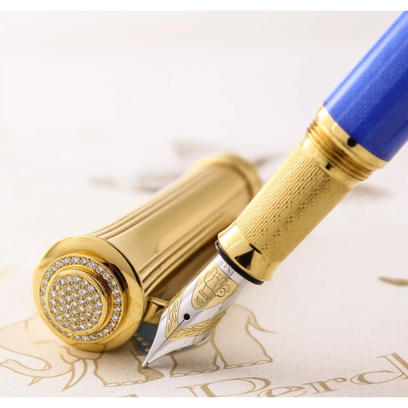 Michel Perchin Diamond South Beach Blue Vermeil LE Fountain Pen