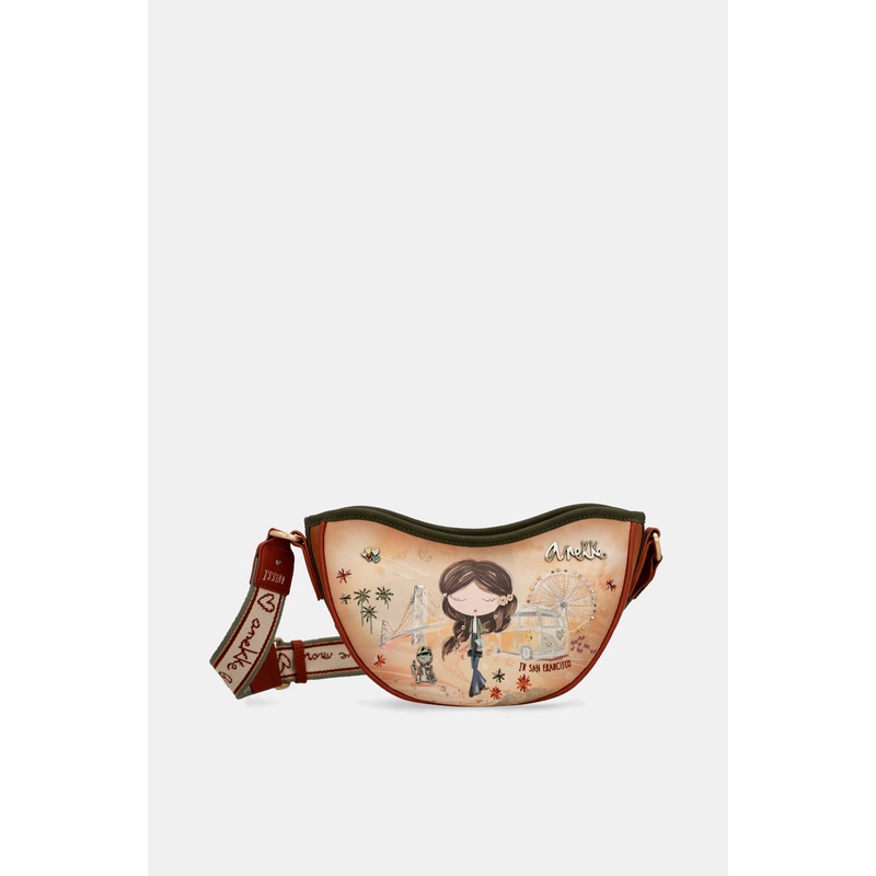 Peace & Love camel oval bag