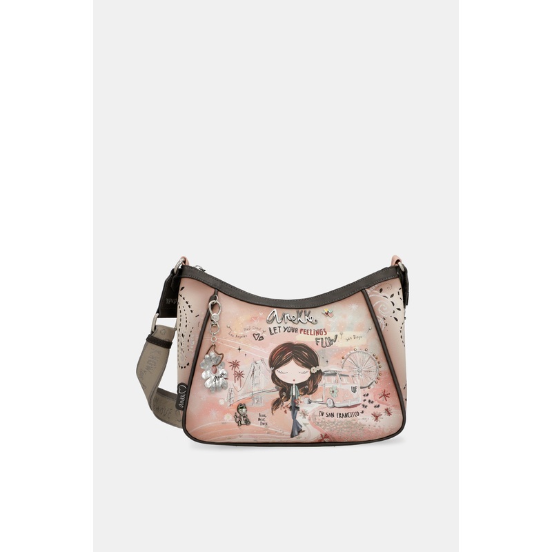 Peace & Love pink crossbody bag