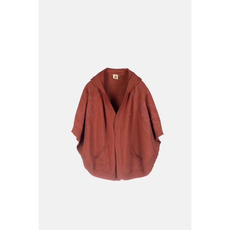 Red poncho-style jacket
