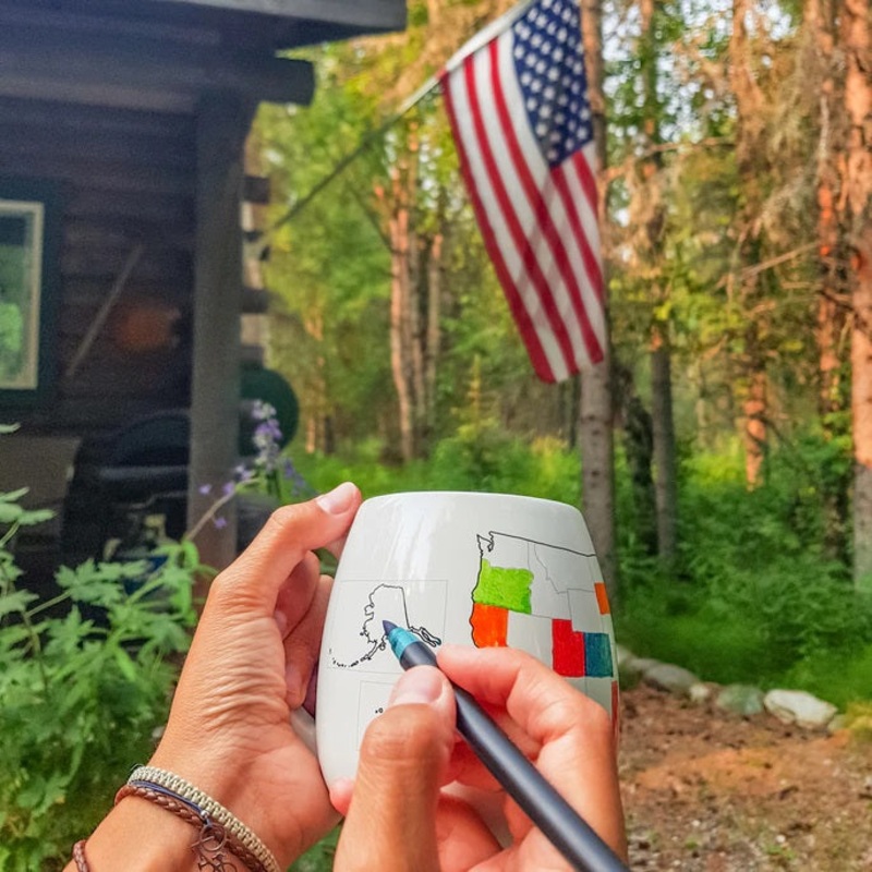 TROUVAILLE INTERACTIVE ACCESSORIES - USA MUG + CERAMIC MARKER