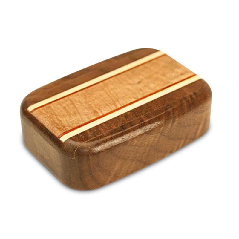 3" Med Wide Walnut - Burl Maple Inlay Secret Box