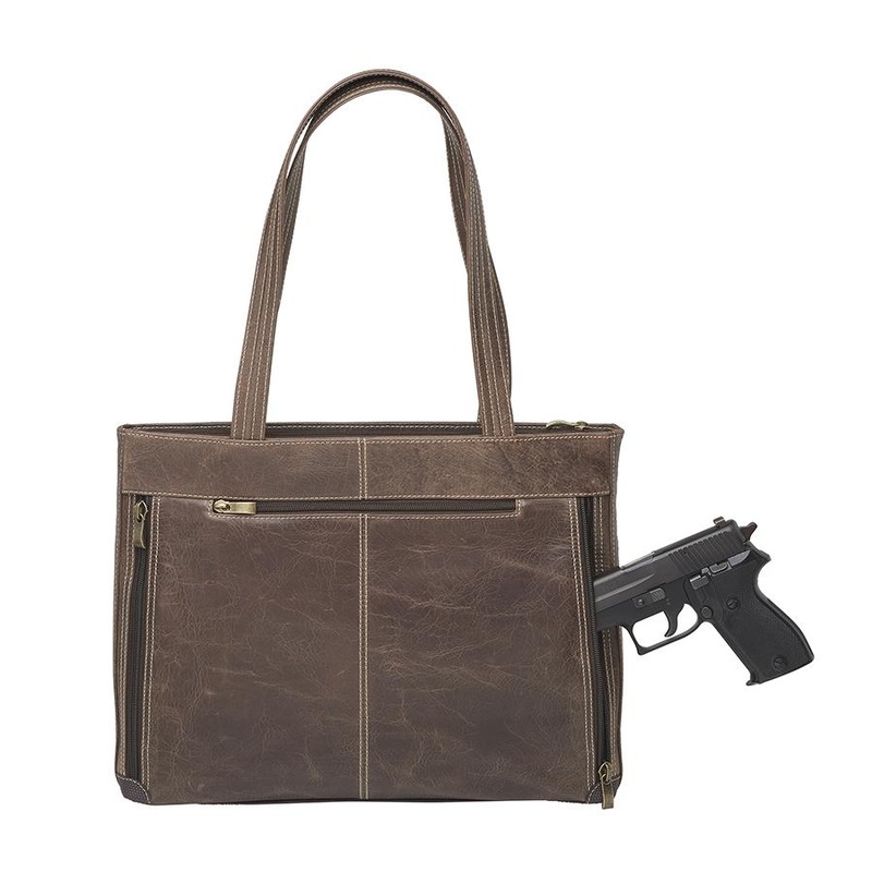 GTM Distressed Leather Concealed Carry Shoulder Portfolio