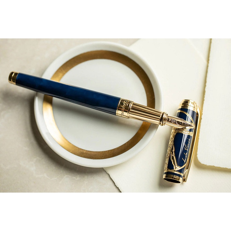 S.T. Dupont Line D Vitruvian Man Blue Limited Edition Fountain Pen (Medium Nib)