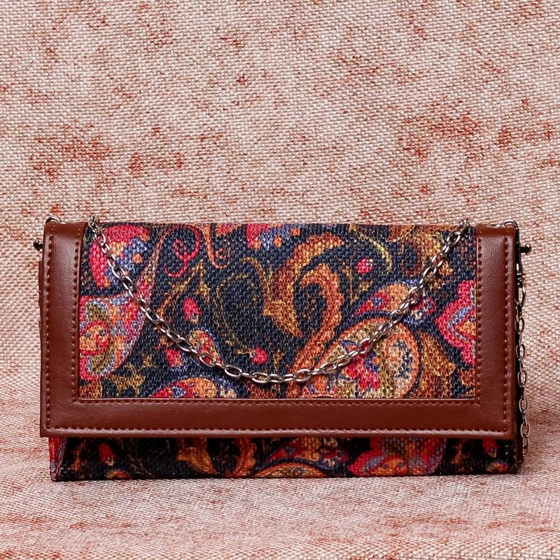 Paisley Print Two Fold Wallet with Detachable Sling
